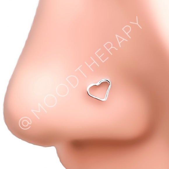 925 Sterling Silver Open Heart Nose Ring or Helix Cartilage Stud Earring - 1PC - Picture 3 of 6